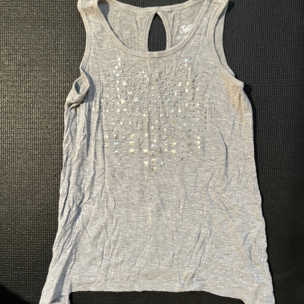 GUC Girls JUSTICE grey tank top with stone details, sz 10